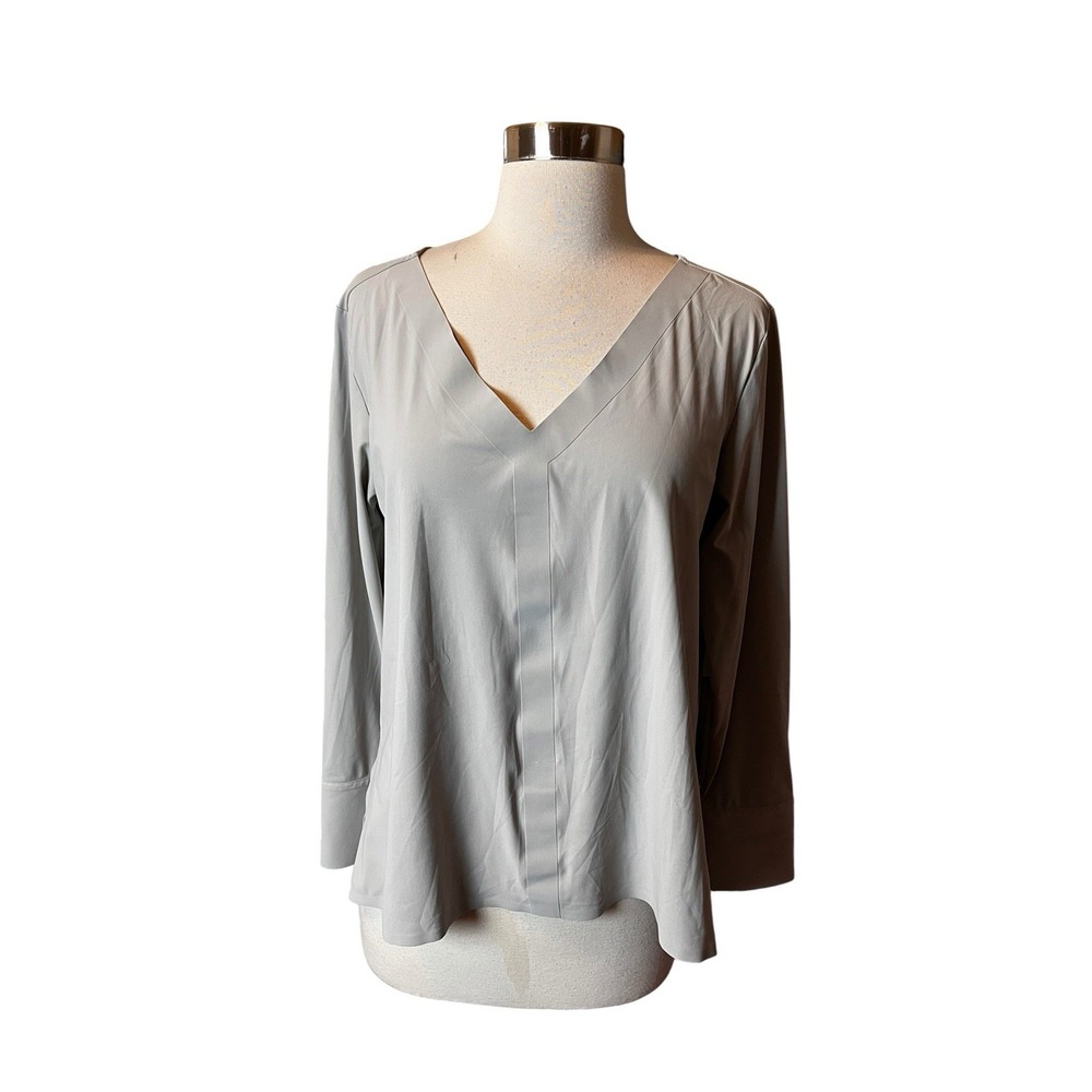 Aday Something Tailored Shirt Womens Small Gray Minimalist Work Travel Capsule